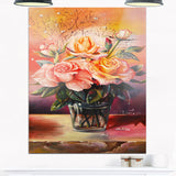 roses on marble table floral digital art canvas print PT7653