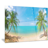 tropical beach with coconut trees landscape photo canvas print PT7657