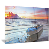 boat at the sunset landscape photo canvas print PT7674