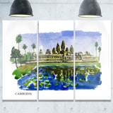 cambodia vector illustration cityscape painting canvas print PT7753