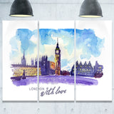 london purple illustration cityscape painting canvas print PT7756