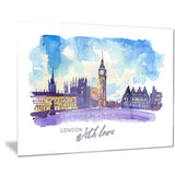 london purple illustration cityscape painting canvas print PT7756