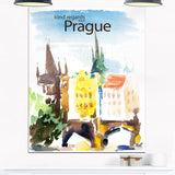 old prague vector illustration cityscape painting canvas print PT7774