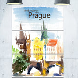 old prague vector illustration cityscape painting canvas print PT7774