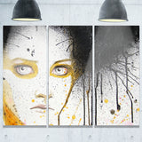 beautiful girl with yellow eyes portrait digital art canvas print PT7780