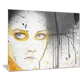 beautiful girl with yellow eyes portrait digital art canvas print PT7780