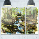 stream in the forest landscape painting canvas print PT7789