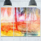 red retro palm trees landscape painting canvas print PT7792