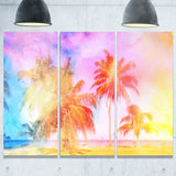 high rise retro palm trees landscape painting canvas print PT7795