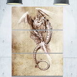 fantasy dragon tattoo sketch digital art canvas print PT7811