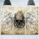 human skull tattoo sketch digital art canvas print PT7820