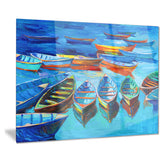 boats in blue sea seascape painting canvas print PT7826
