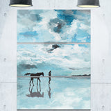 man and horse running on water seascape painting canvas print PT7840