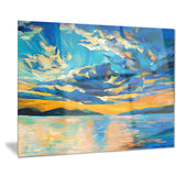 orange sunset with blue sky modern painting canvas print PT7847