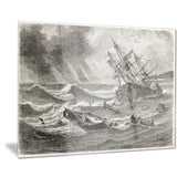 vintage shipwreck seascape painting canvas print PT7849