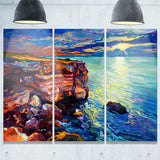 beautiful ocean and cliffs seascape painting canvas print PT7853