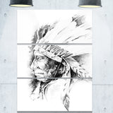 american indian head tattoo black and white digital art canvas print PT7899