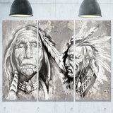 native american indian heads portrait digital art canvas print PT7950