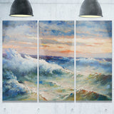 waves during storm seascape painting canvas art print PT7960