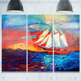 sail ship during sunset seascape painting canvas print PT7962