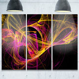 wisps of smoke yellow in black abstract digital art canvas print PT7970