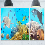 underwater panorama with sea creatures photo canvas art print PT7990