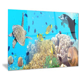 underwater panorama with sea creatures photo canvas art print PT7990