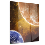 earth and moon modern space digital canvas print PT8079