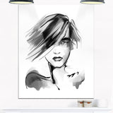 young woman black white portrait digital art canvas print PT8244