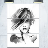 young woman black white portrait digital art canvas print PT8244