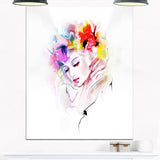 girl with flowers wreath portrait digital art canvas print PT8250