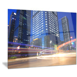 light trails in blue city cityscape digital art canvas print PT8273