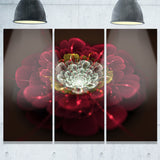red fractal flower with white floral digital art canvas print PT8322