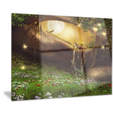 enchanted cave with flowers landscape digital canvas print PT8340