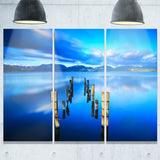 wooden pier remains in blue sea seascape photo canvas print PT8361