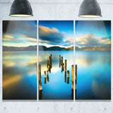 cloudy lake with broken pier seascape photo canvas print PT8379