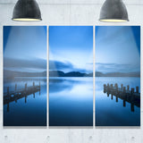 dark blue sea and piers seascape photo canvas print PT8392
