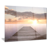 yellow sea and brown pier seascape photo canvas print PT8396