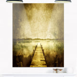 vintage pier over lake landscape digital art canvas print PT8626