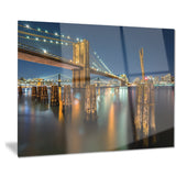 lit up brooklyn bridge by night cityscape photo canvas print PT8634