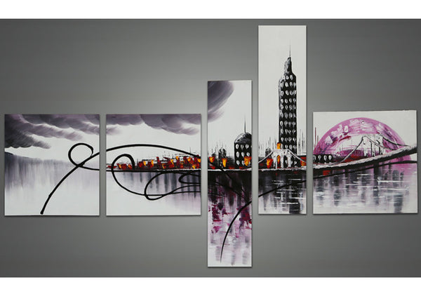 Purple Architecture Painting 1028 - 63x33in