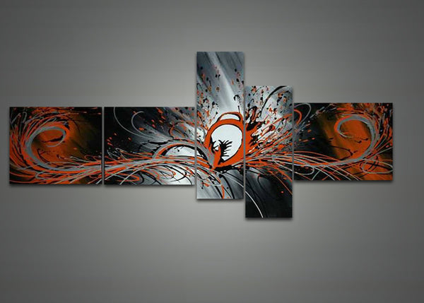 Orange Grey Abstract Oil Painting 1040 - 66 x 36in