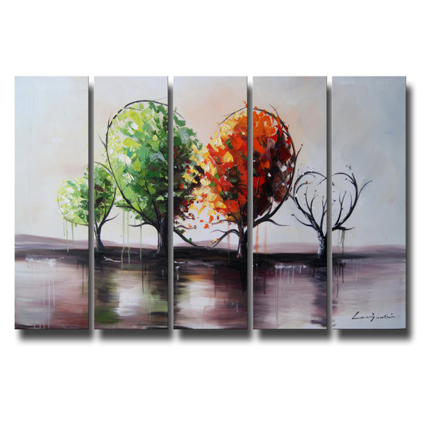 Red & Green Tree Art Painting 1087 - 60x 32in