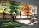 Green & Grey Forest Art - 4-Season Trees 1088 60x32in