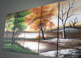 Green & Grey Forest Art - 4-Season Trees 1088 60x32in