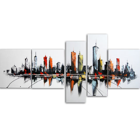 Modern USA Cityscape Art Painting 1091 - 71x32in