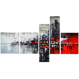 Red & Black Cityscape Art Painting 1101 - 63x33in