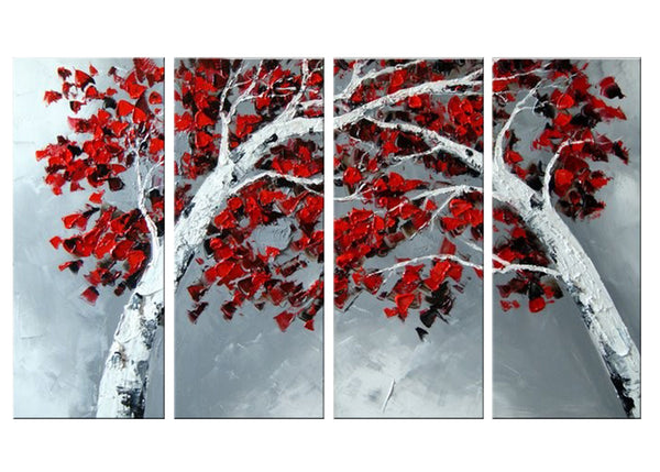 Textured Red & Grey Forest Art 1102 - 55x32in