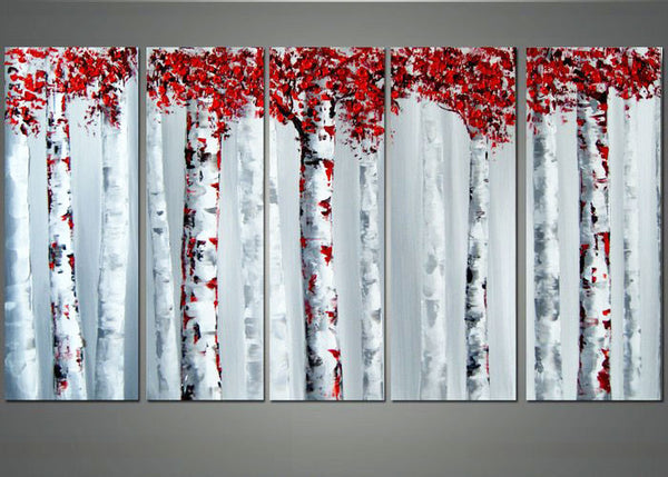 Red & Grey Forest Art 1103 - 60x28in