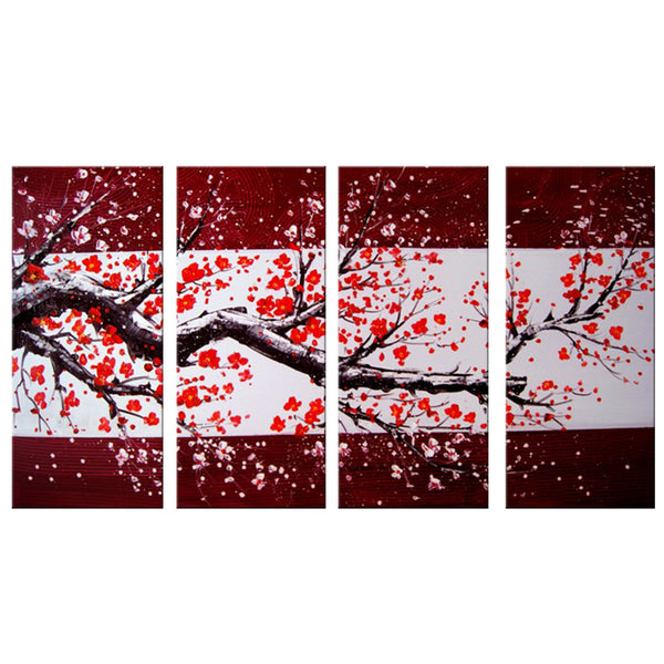 Modern Red Tree Painting 1110- 56x32 in
